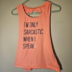 COLD CRUSH Sarcastic Speak Peach Pink JR Womens Medium Sleeveless Summer Shirt